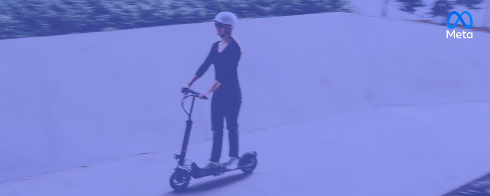 eltra premium electric scooter, blue filter and meta logo